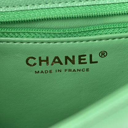 Chanel Caviar Quilted Medium Sweet Classic Flap Green 6 of 10