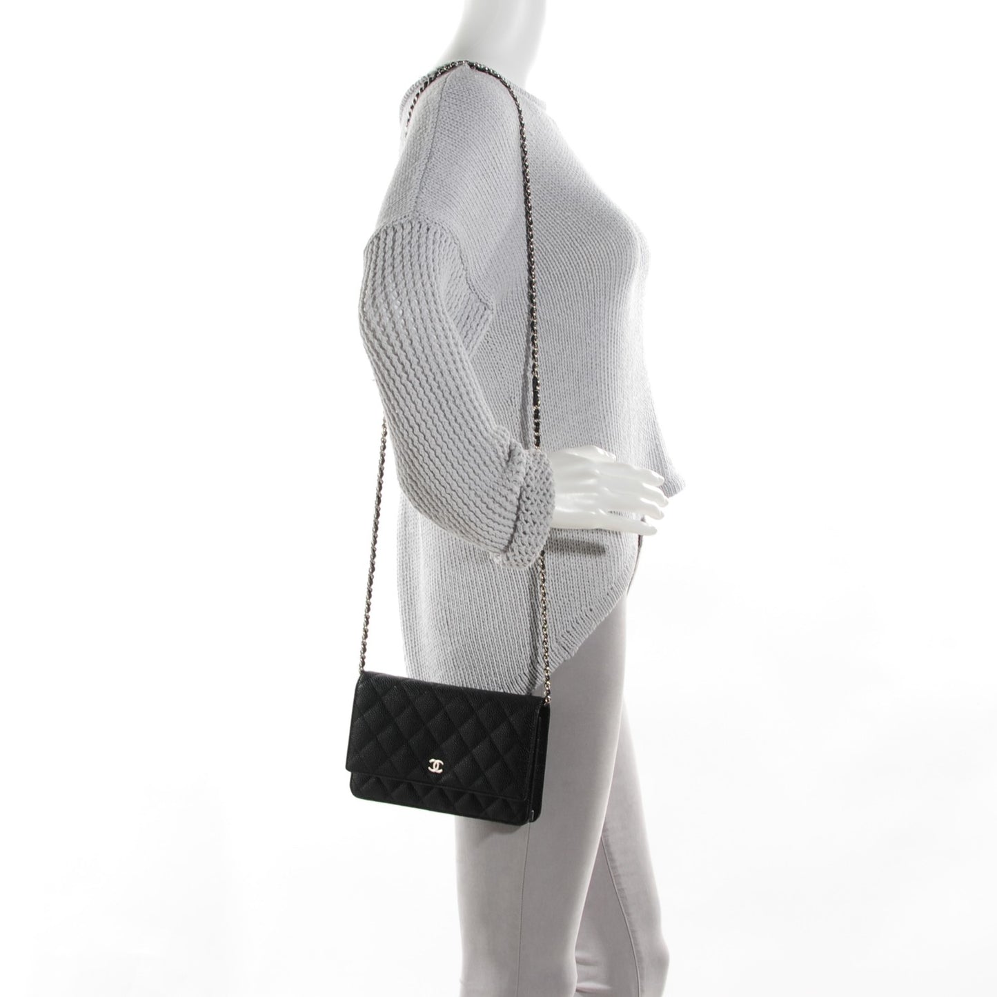 Caviar Quilted Wallet On Chain WOC Black