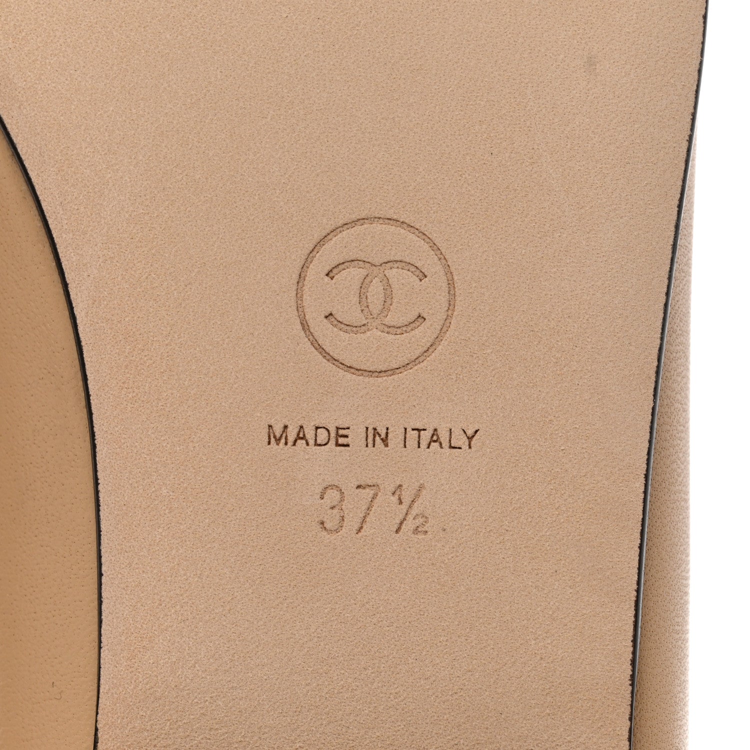Chanel Lambskin Cap Toe CC Ballerina Flats 37.5 Beige Black 6 of 9