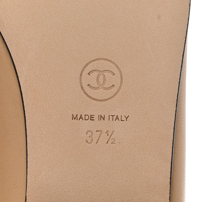 Chanel Lambskin Cap Toe CC Ballerina Flats 37.5 Beige Black 6 of 9