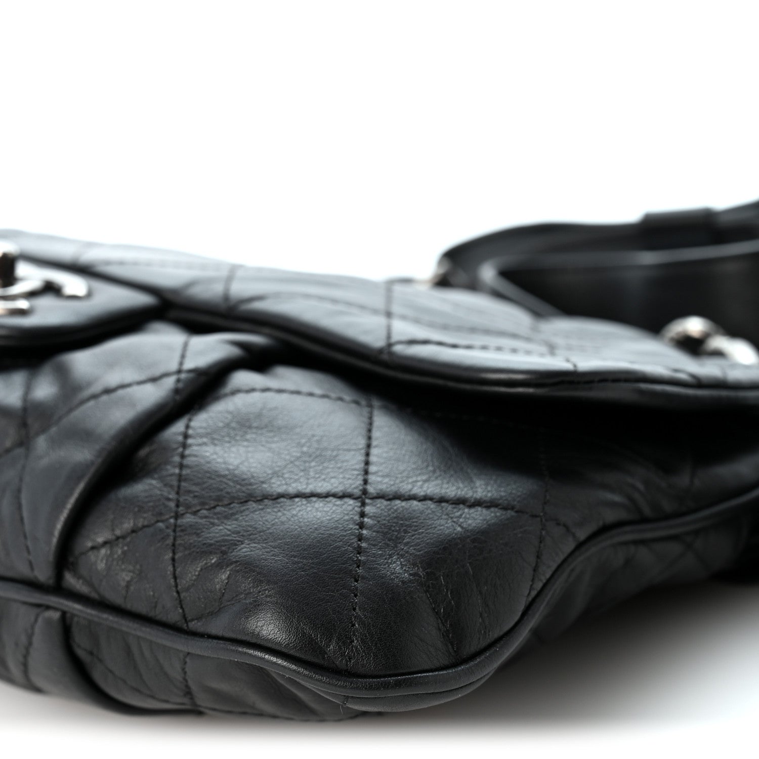 Chanel Calfskin Coco Pleats Messenger Flap Black 10 of 11