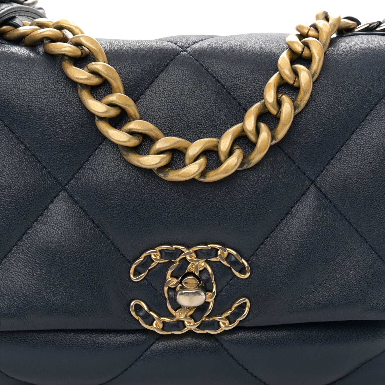 Chanel Lambskin Quilted Medium Chanel 19 Flap Navy Blue 8 of 11