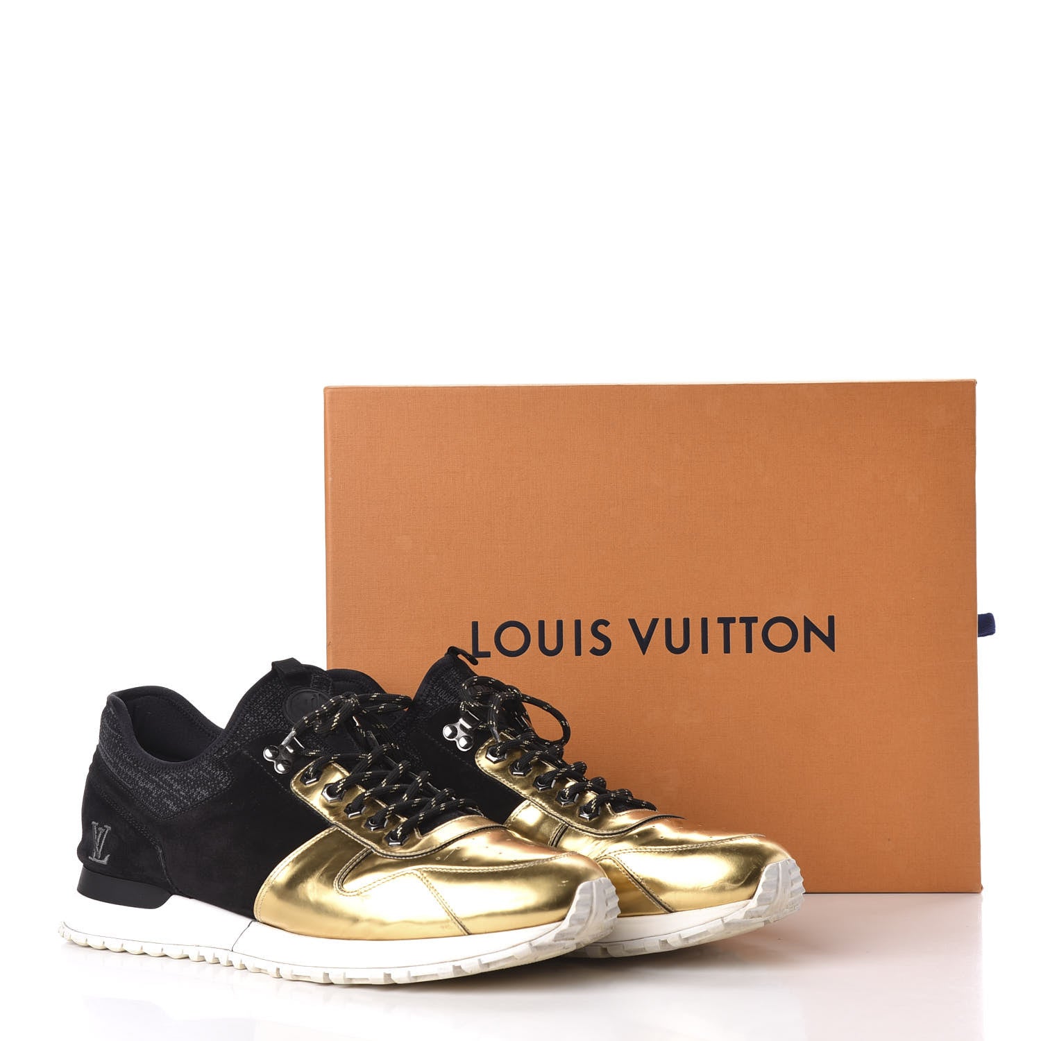 Louis Vuitton Metallic Patent Suede Run Away Sneakers 10.5 Black 13 of 13