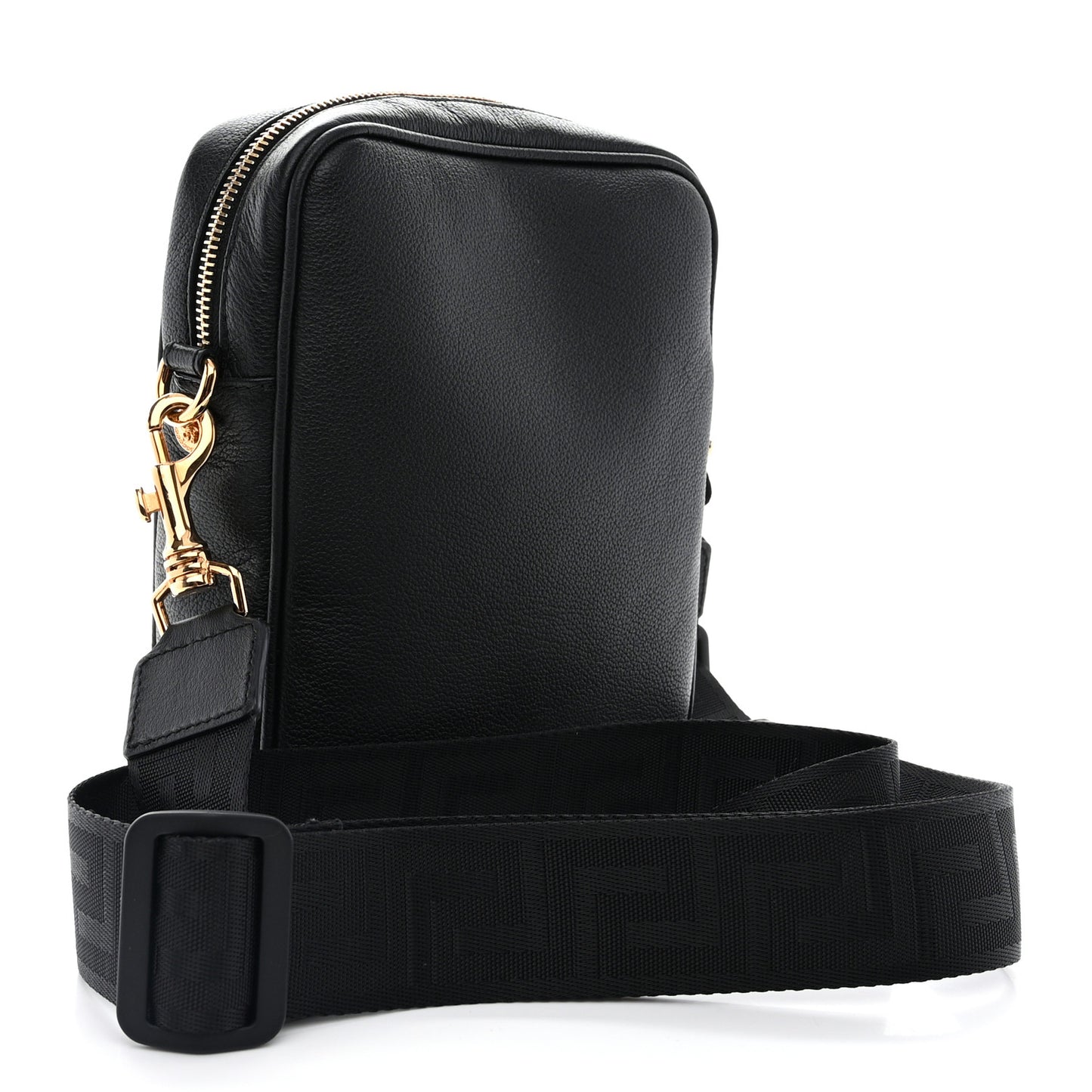 Grained Calfskin Small Medusa Messenger Bag Black