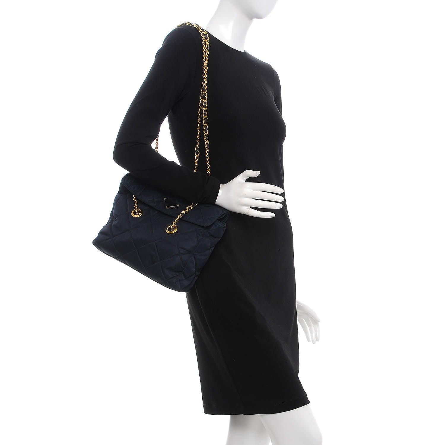 Prada Nylon Tessuto Impuntu Quilted Flap Shoulder Bag Navy 2 of 9