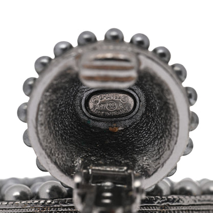 Chanel Ruthenium Beaded CC Drop Clip On Earrings Dark Grey 4 of 4