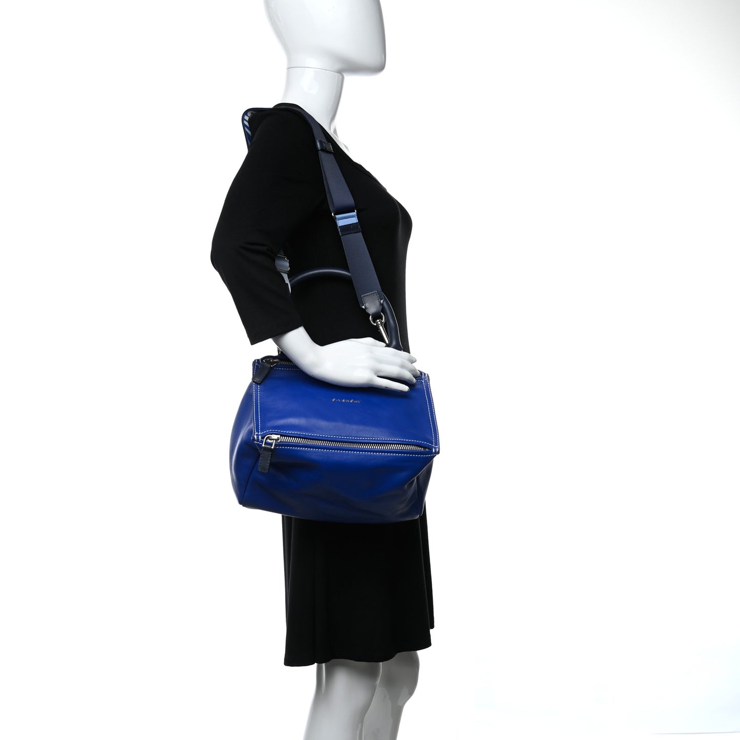 Calfskin Small Pandora Logo Strap Blue