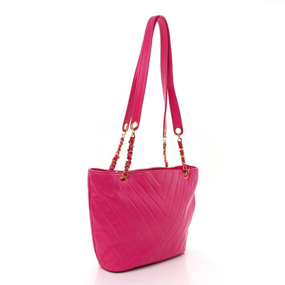 Chanel Lambskin Chevron Quilted Shoulder Bag Pink 3 of 11