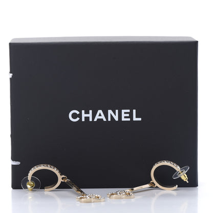 Chanel Crystal Lock Symbols Logo CC Hoop Drop Earrings Gold 5 of 5