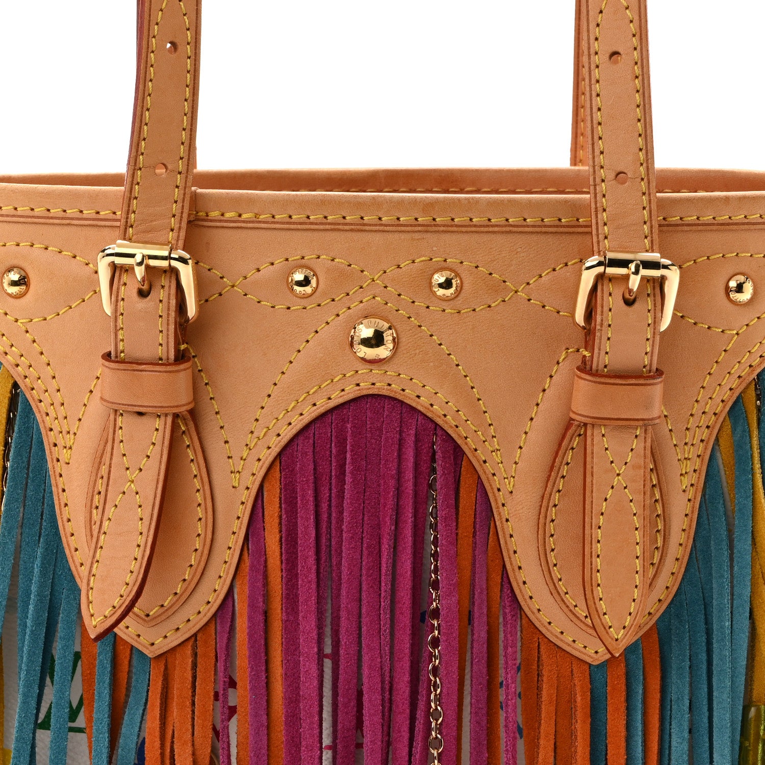 Louis Vuitton Monogram Multicolor Fringe Bucket White 7 of 13