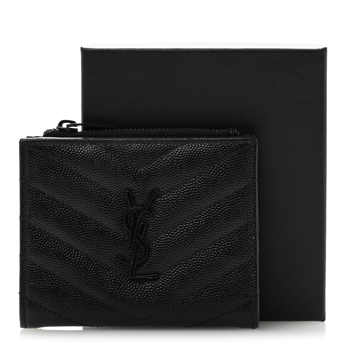 Grain De Poudre Matelasse Chevron Monogram Zipped Card Case Black