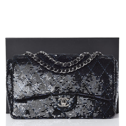 Chanel Sequin Quilted Medium Single Flap Blue 10 of 10