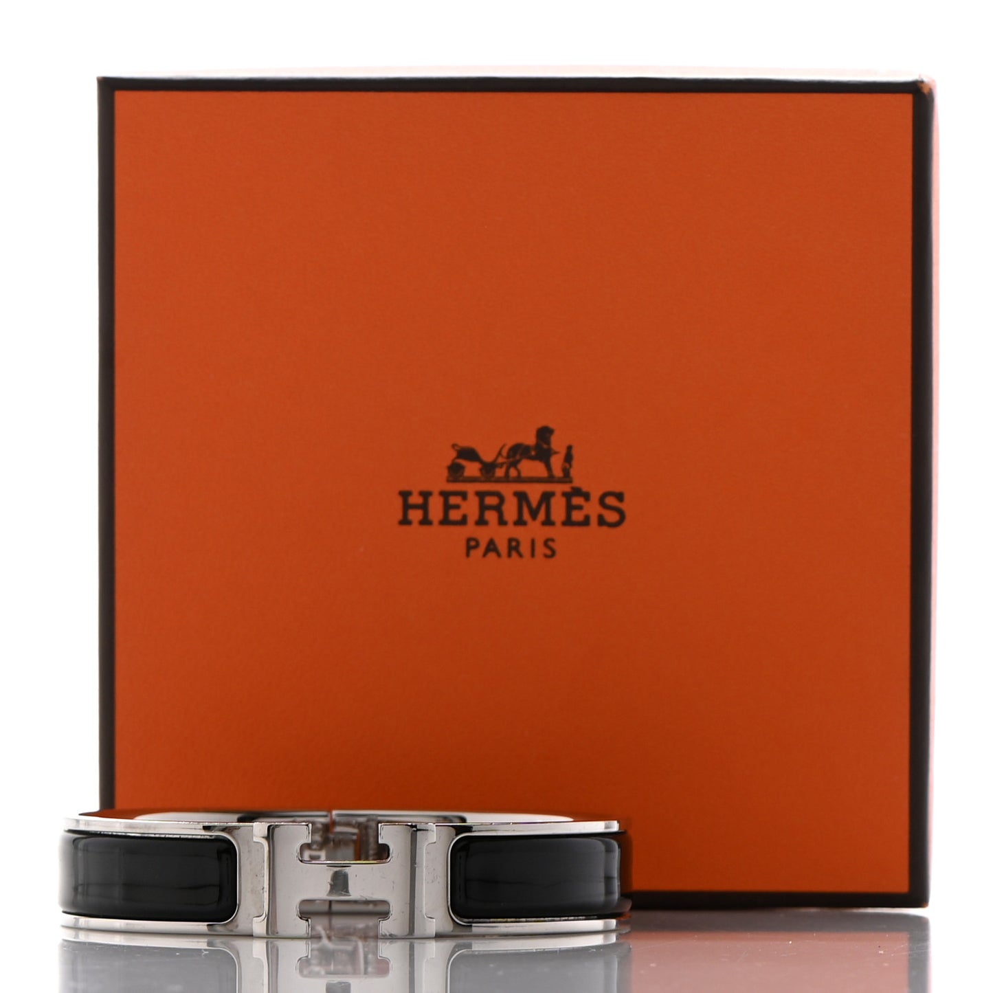 Enamel Narrow Clic Clac H Bracelet PM Black