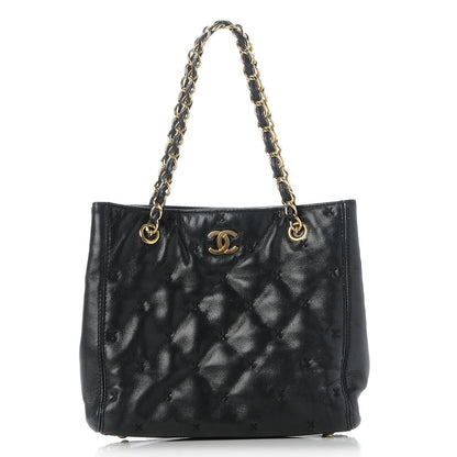 Chanel Lambskin Cross Stitch Shopper Tote Black 1 of 8