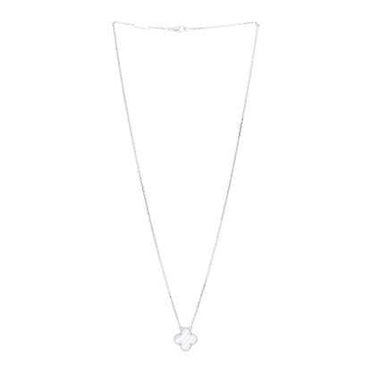 Van Cleef & Arpels 18k White Gold Chalcedony Vintage Alhambra Pendant Necklace 3 of 6