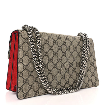 Gucci GG Supreme Monogram Suede Small Dionysus Shoulder Bag Beige Ebony Vulcanic Red 3 of 9