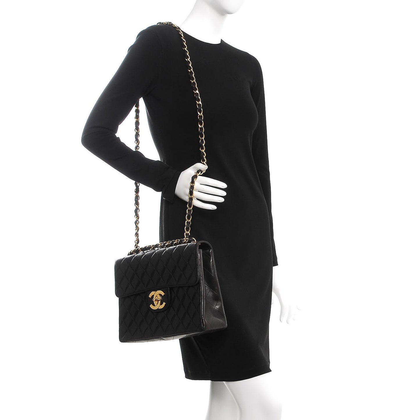 Lambskin Quilted Jumbo Single Flap Black