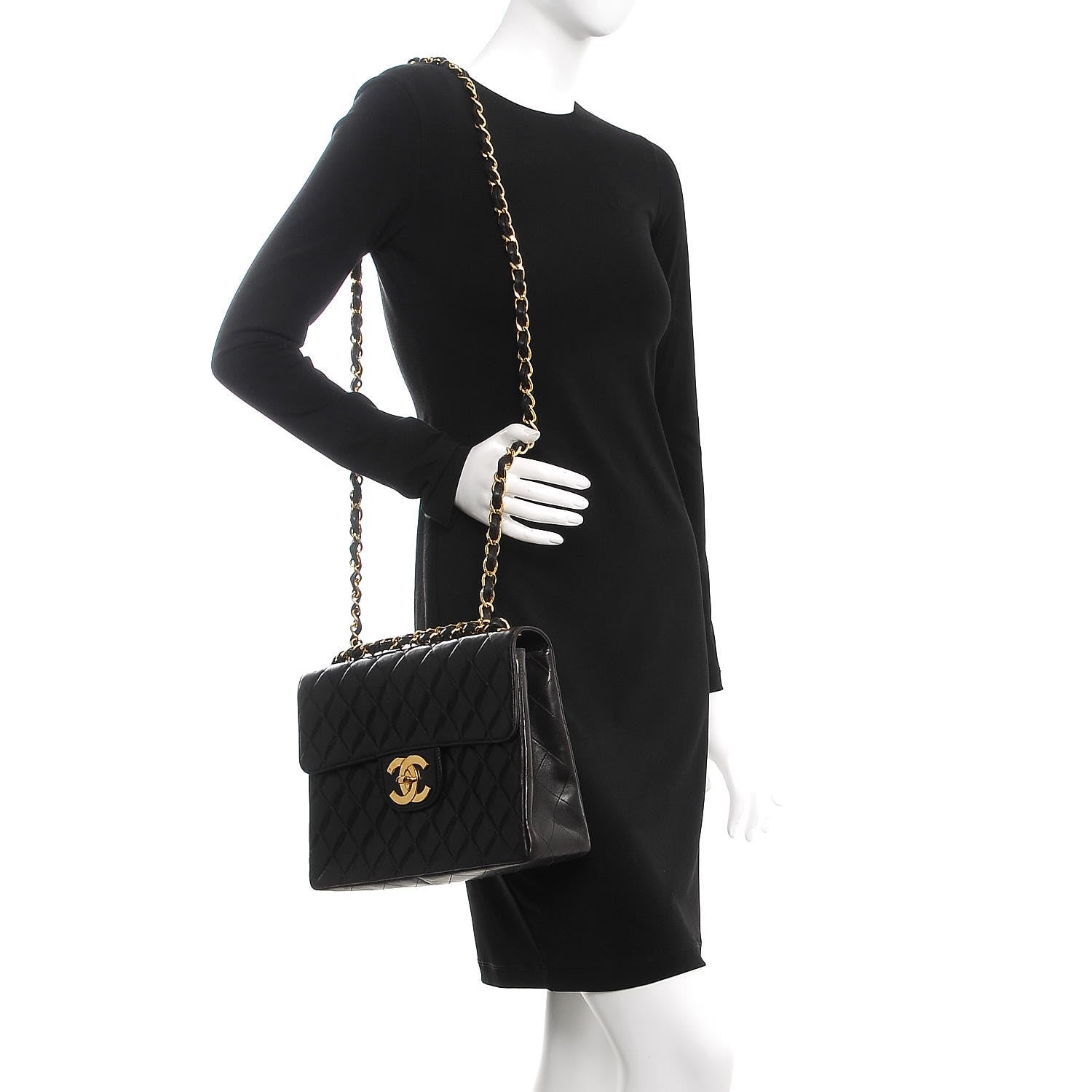 Chanel Lambskin Quilted Jumbo Single Flap Black 2 of 14