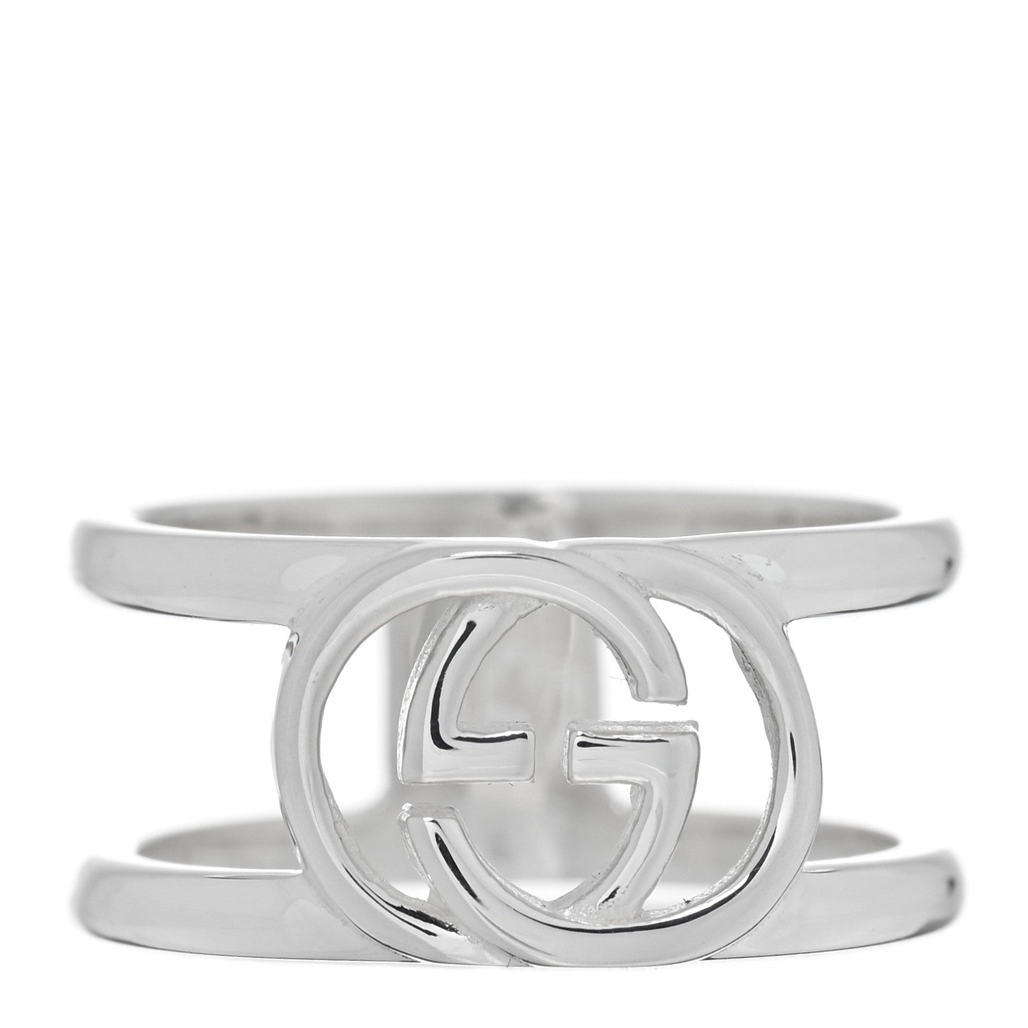 Gucci Sterling Silver 9mm Interlocking G Open Band Ring 53 6.5 1 of 4