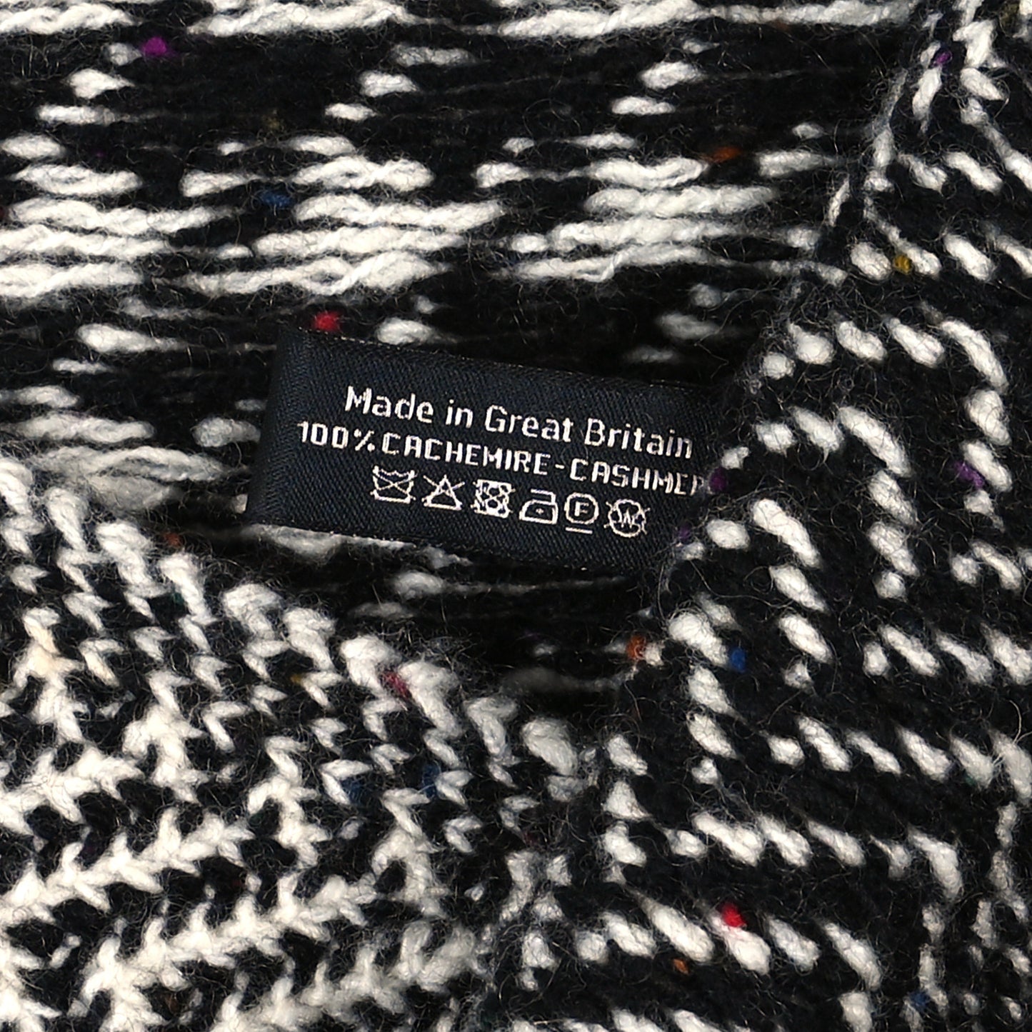 Cashmere Houndstooth CC Scarf Black White