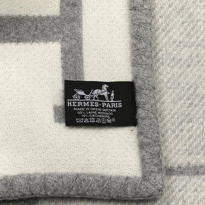 Hermes Wool Cashmere Avalon III Blanket Ecru Gris Clair 3 of 3