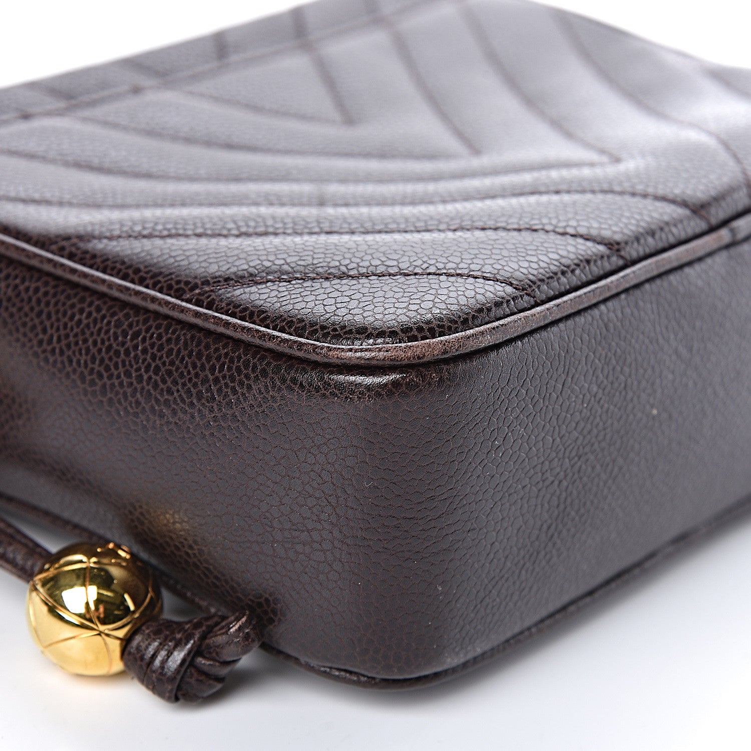 Chanel Caviar Chevron Quilted Camera Case Brown 10 of 15