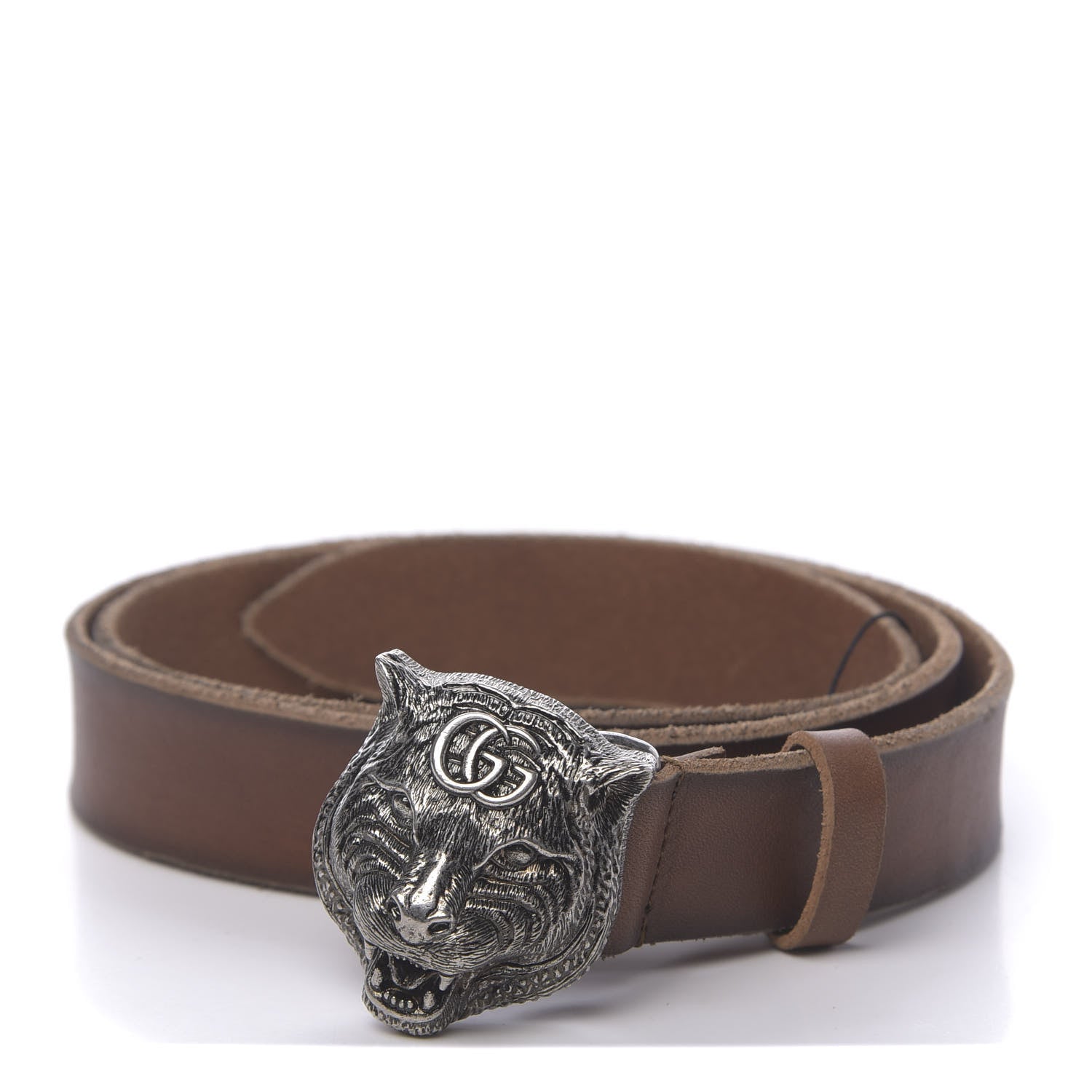 Gucci Cuoio Toscano Nickel Feline Buckle Belt 90 36 Cuir 1 of 5