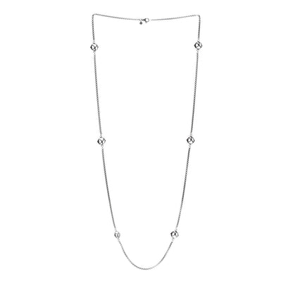 David Yurman Sterling Silver 6 Station Logo Necklace 3 of 5