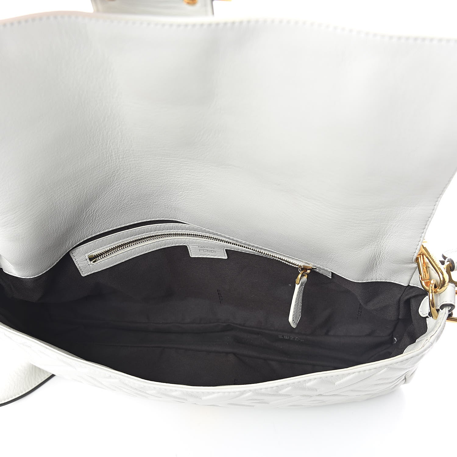 Fendi Nappa FF 1974 Embossed Large Baguette White 5 of 9