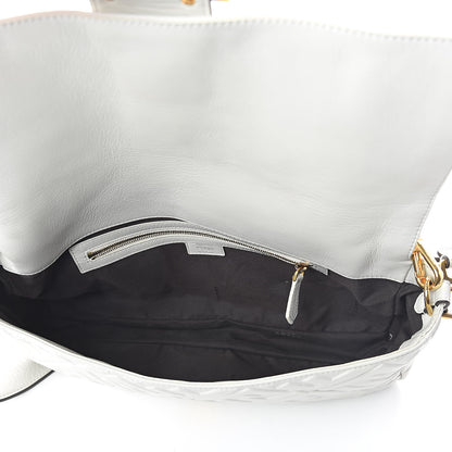 Fendi Nappa FF 1974 Embossed Large Baguette White 5 of 9