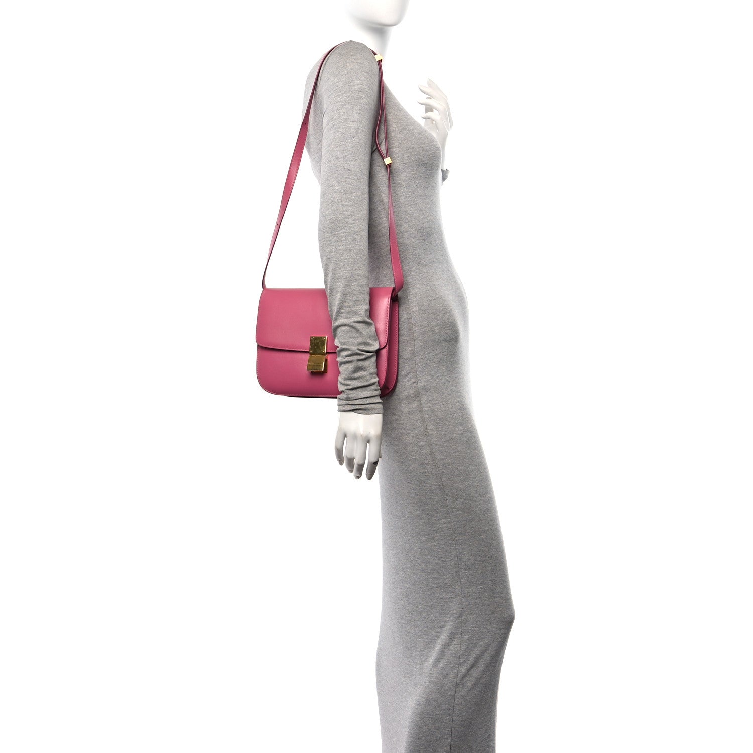 Celine Smooth Calfskin Medium Classic Box Flap Bag Pink 3 of 12