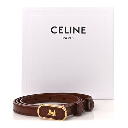 Celine Box Calfskin 13mm Chariot Belt 85 34 Red Wood 7 of 7