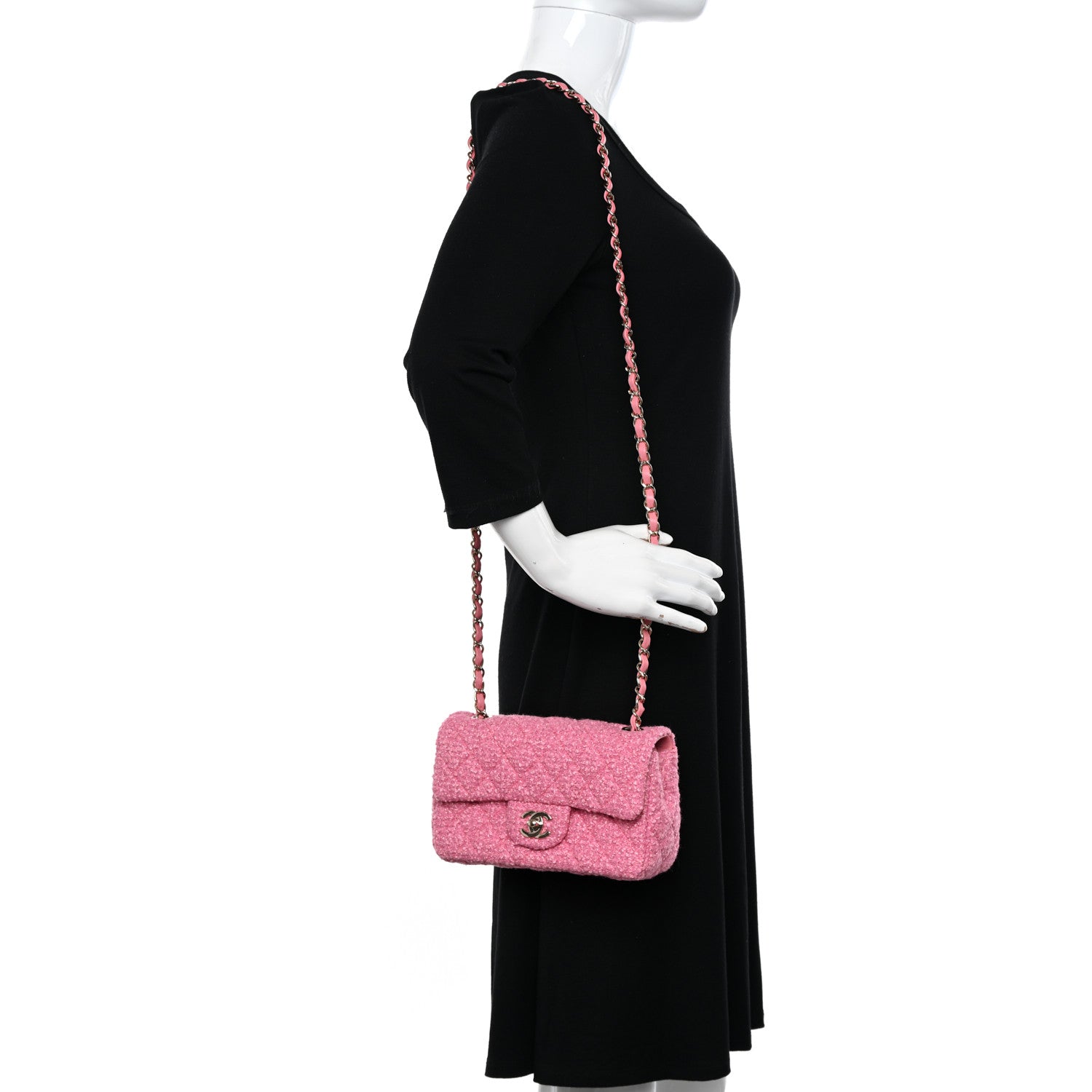 Chanel Tweed Quilted Mini Rectangular Flap Pink 2 of 11