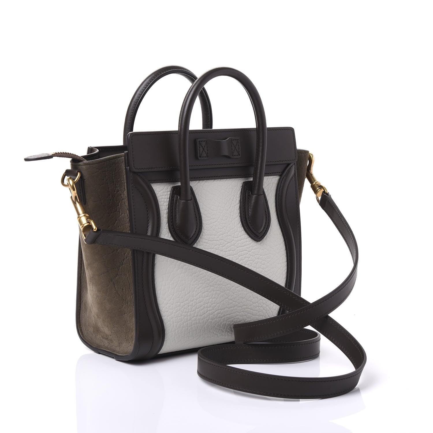 Celine Bullhide Calfskin Nubuck Nano Tri-Color Luggage Khaki 2 of 8