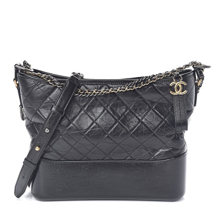 Chanel Aged Calfskin Quilted Medium Gabrielle Hobo Black 1 of 12