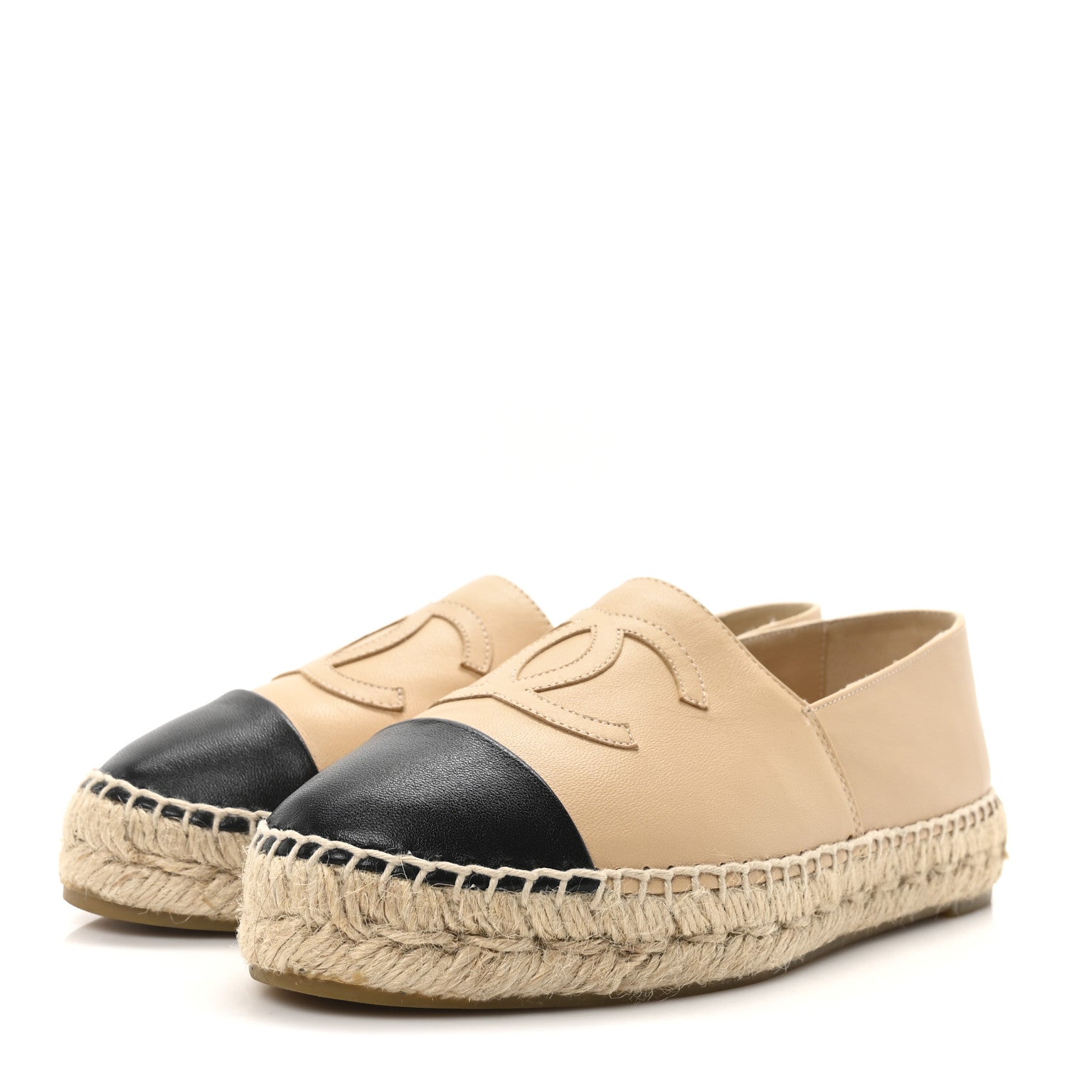 Chanel Lambskin CC Espadrilles 36 Beige Black 4 of 11