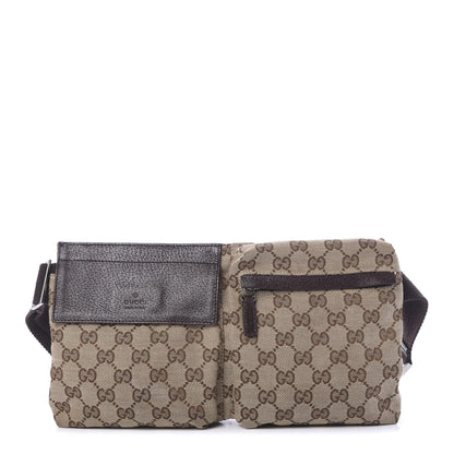 Gucci GG Monogram Double Pocket Belt Bag Dark Brown 1 of 10