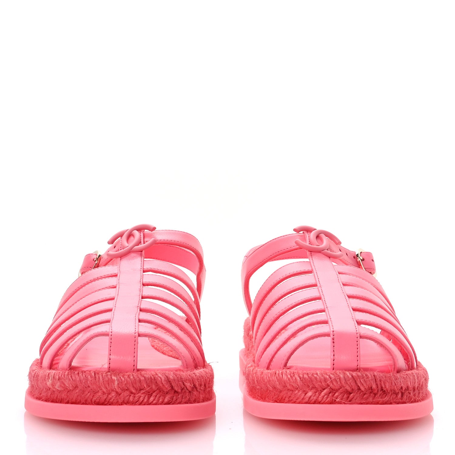 Chanel Lambskin Espadrille Sandals 39 Coral 3 of 10