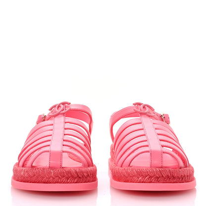 Chanel Lambskin Espadrille Sandals 39 Coral 3 of 10