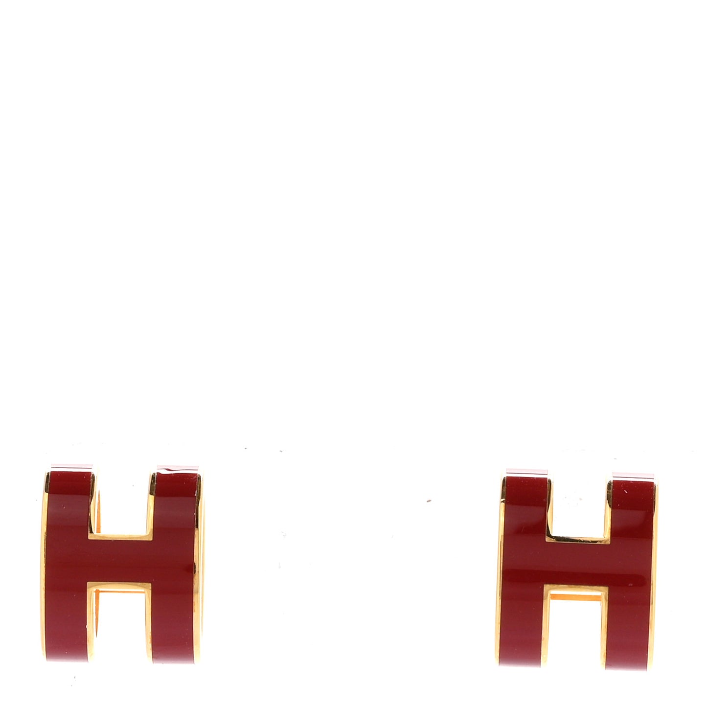 Gold Lacquered Pop H Earrings Rouge Vif
