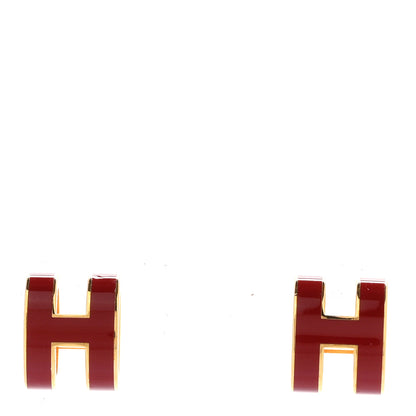 Hermes Gold Lacquered Pop H Earrings Rouge Vif 1 of 4
