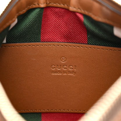 Gucci GG Supreme Monogram Textured Calfskin Small Emblem Shoulder Bag Beige Dark Brown 6 of 11
