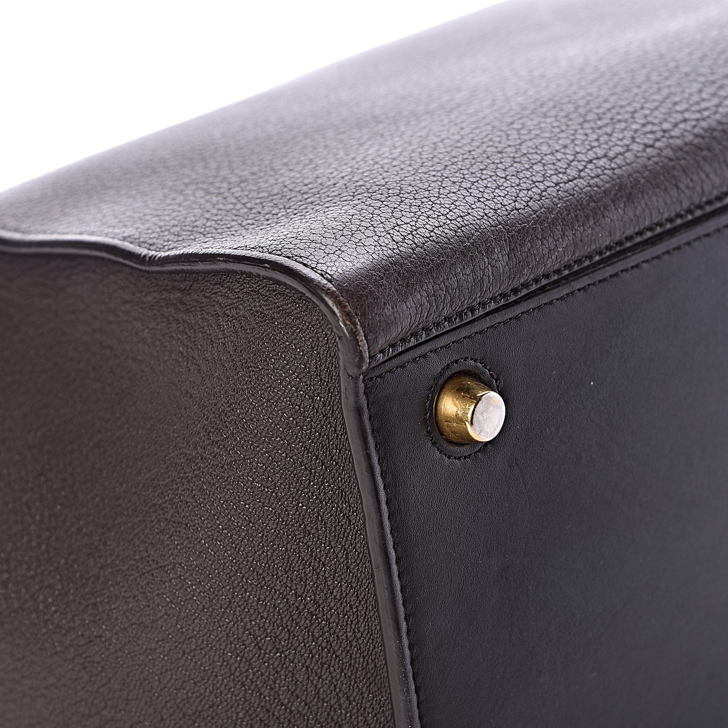 Goatskin Smooth Calfskin Small Ring Bag Dark Taupe
