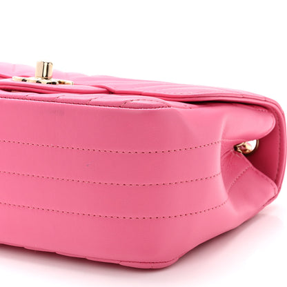 Chanel Lambskin Chevron Quilted Mini Square Flap Pink 10 of 11