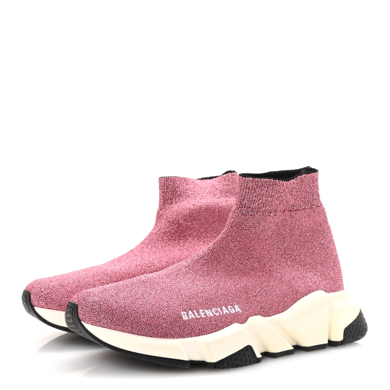 Balenciaga Laminated Knit Bi-Color Sole Womens Speed Sneakers 37 Pink White Black 4 of 10