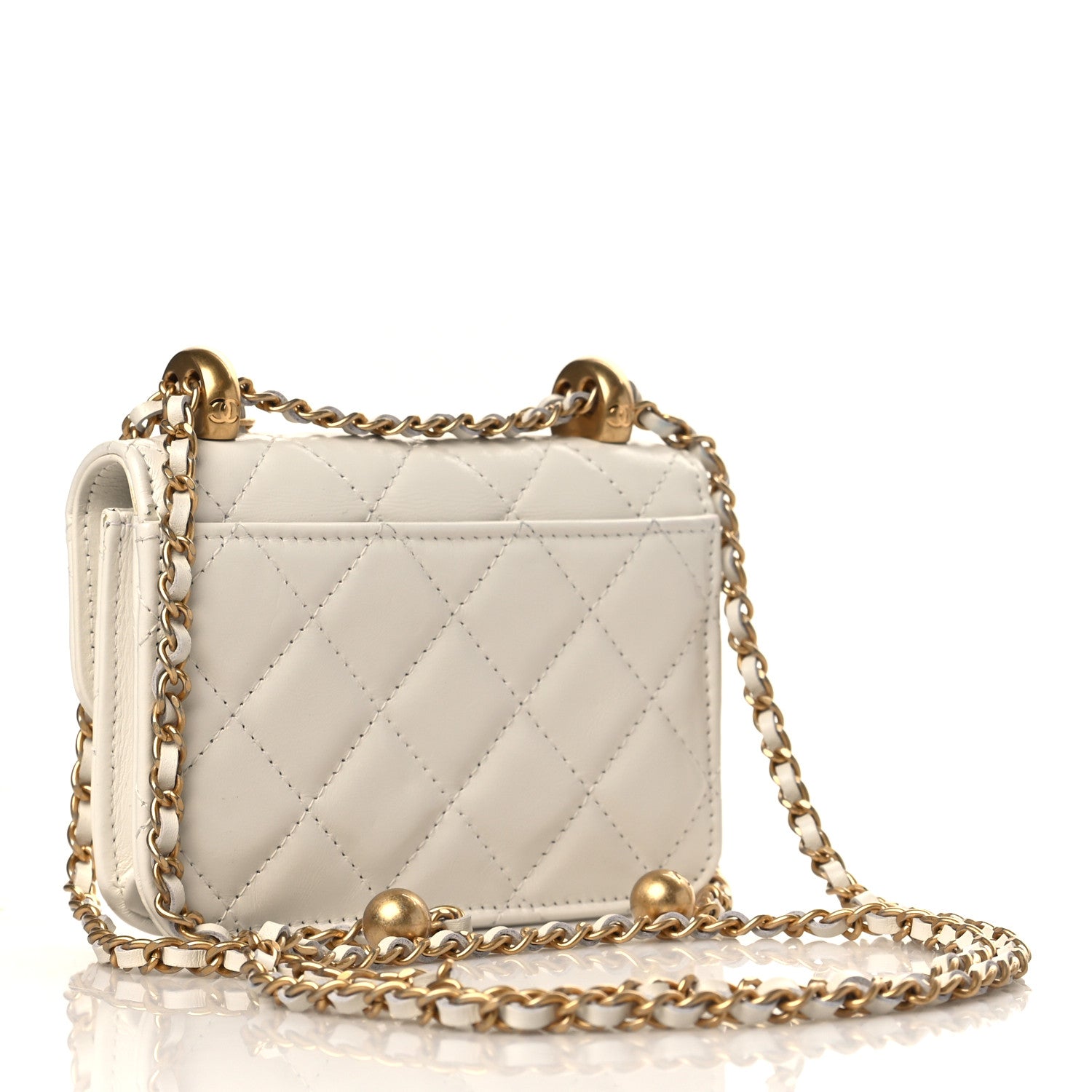 Chanel Calfskin Quilted Perfect Fit Coin Purse With Chain White 2 of 10