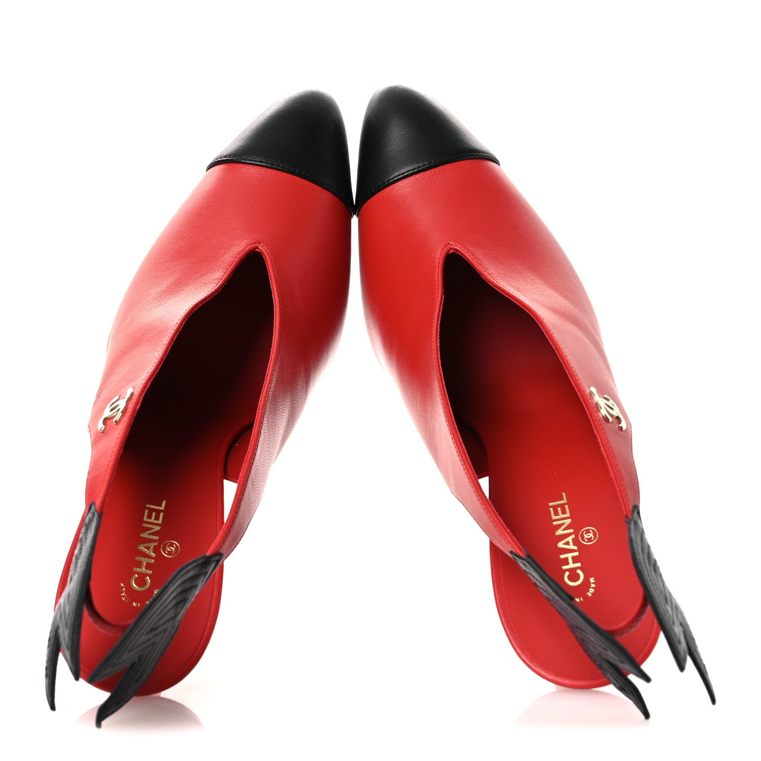 Chanel Lambskin Slingback Pumps 40.5 Black White 2 of 11
