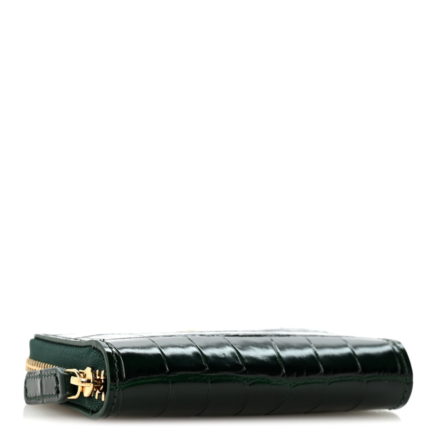 Chanel Calfskin Crocodile Embossed Crococo Zip Coin Purse Emerald 4 of 8