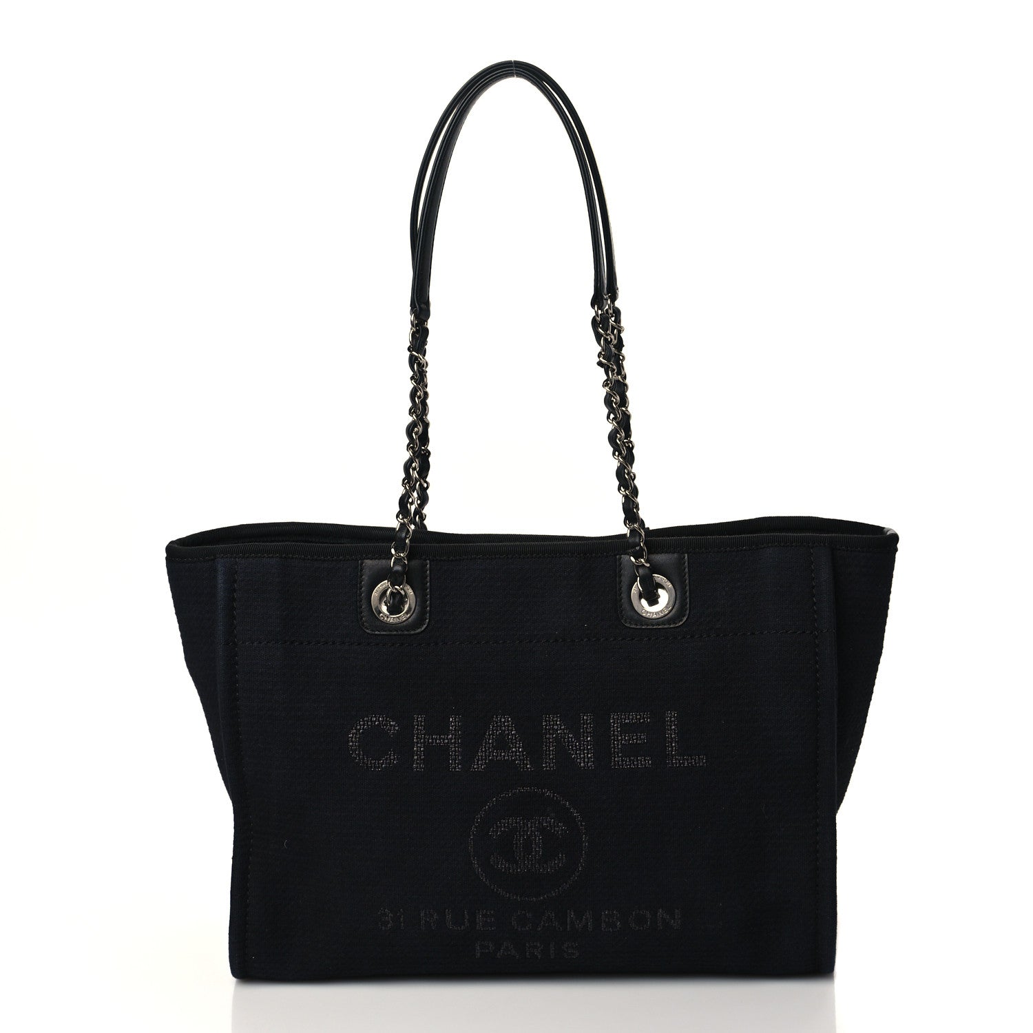 Chanel Canvas Small Deauville Tote Black 1 of 12