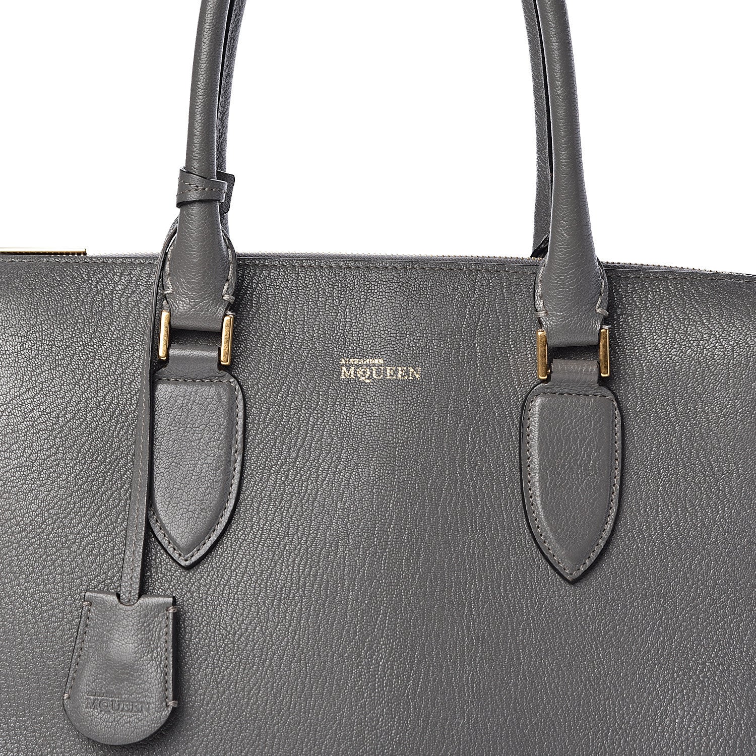 Alexander McQueen Pebbled Calfskin Zip Up Heroine Tote Dark Grey 9 of 11